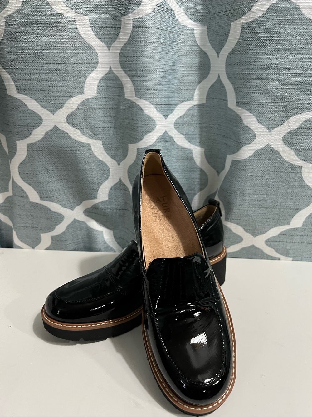 Naturalizer Black Patent Leather Platform Loafers
